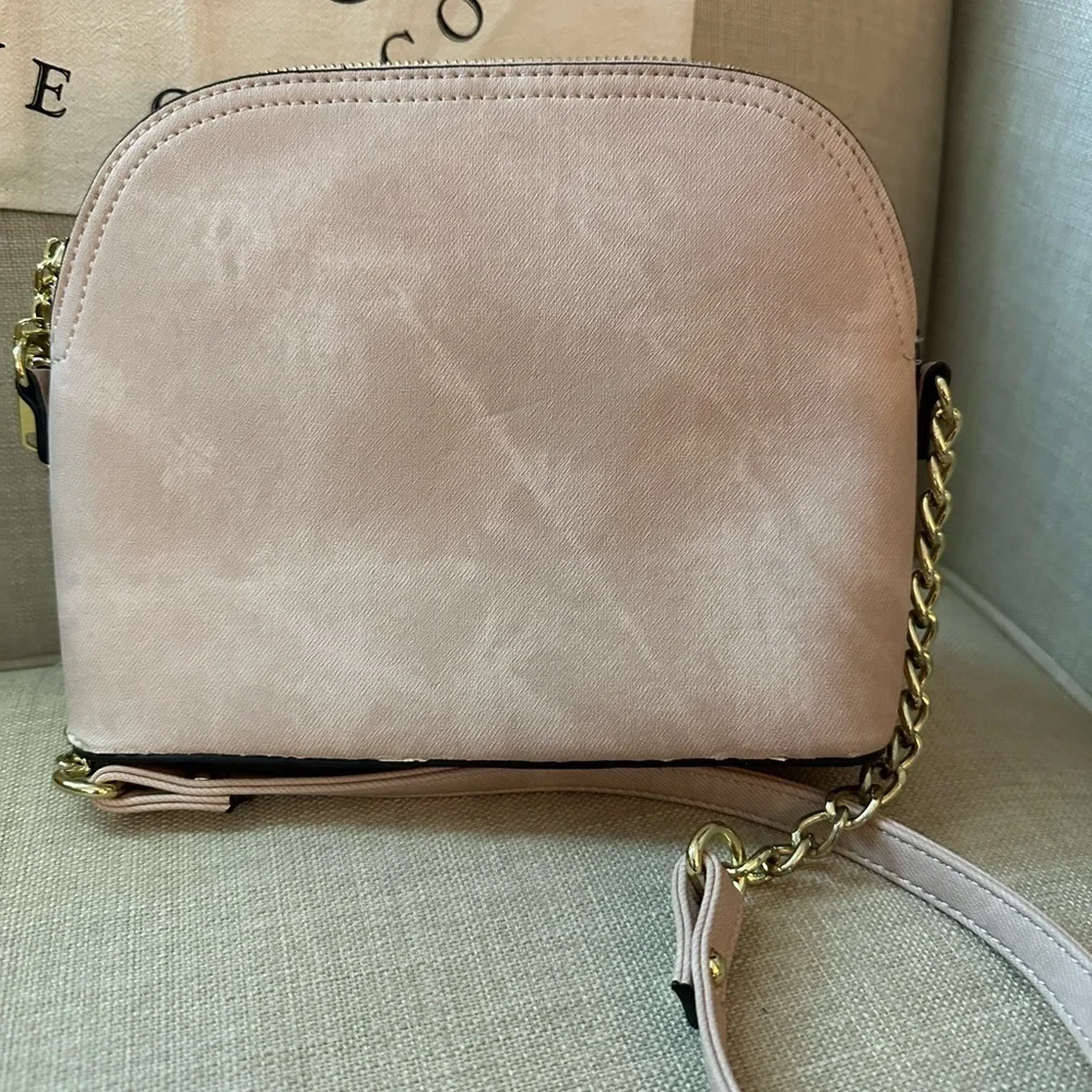 Steve Madden Pink and Gold Crossbody Bag with Dome Shape